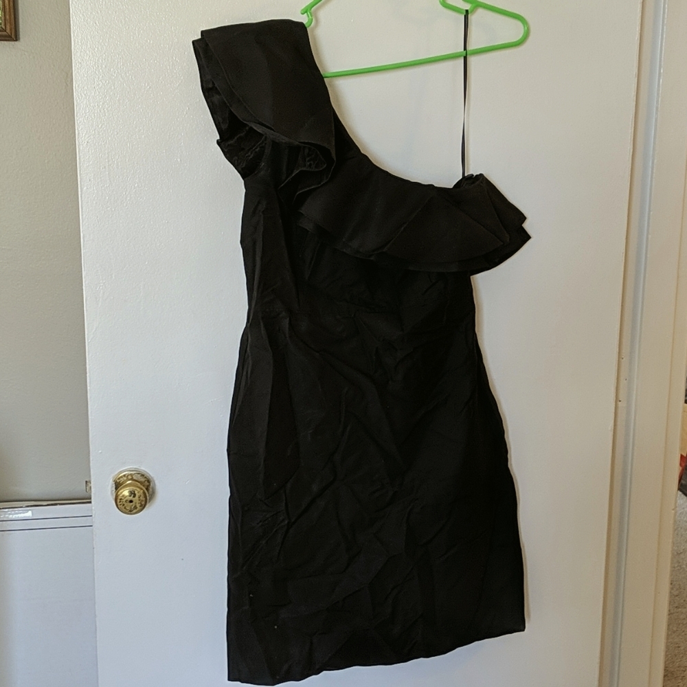 JCrew Black Ruffle One Shoulder Dress